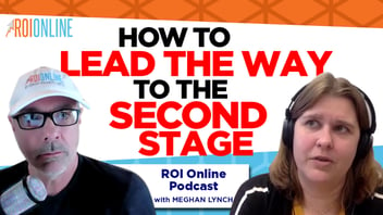 ROI Online Podcast thumbnail graphic on orange background and white and baby blue text