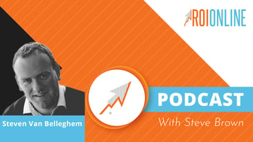 ROI Online Podcast thumbnail graphic on orange background and white and baby blue text