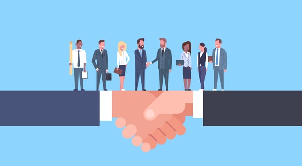 Two Businessmen Shaking Hands With Team Of Businesspeople, Business Agreement And Partnership Concept Flat Vector Illustration Licensed FILE #  196741746  Preview Crop  Find Similar